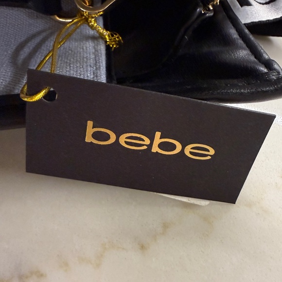 Bebe Black and Denim Tote Bag with Gold Logo NWT - Picture 8 of 8